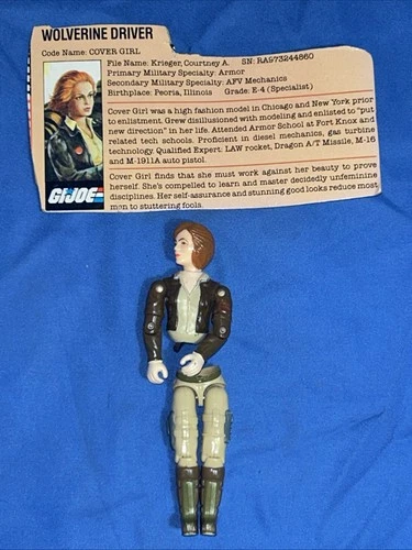 Vintage G.I. Joe Wolverine Driver Code Name Cover Girl Figure 1983 w/ File Card