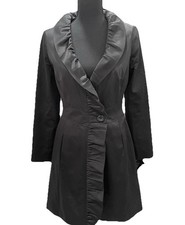 White House Black Market Satin Blazer Sexy Dress Women’s 0 Black Ruffle Mini