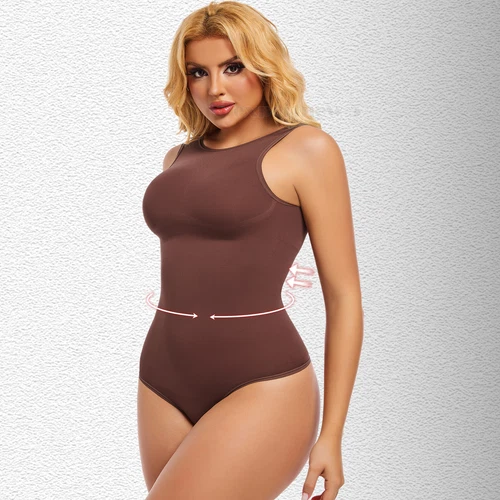 Women Crew Neck Full Body Shaper Slimming Firm Control Tummy Bodysuit Shapewear - Picture 14 of 33