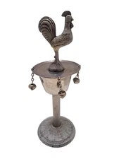 Osun Rooster Religious Item Ceremonial 9.5" Tall Metal Figurine 