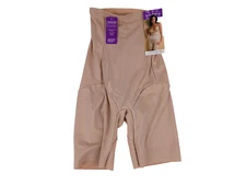 Naomi & Nicole Comfortable Hi-Waist Thigh Slimmer Shapewear M NEW Warm Beige