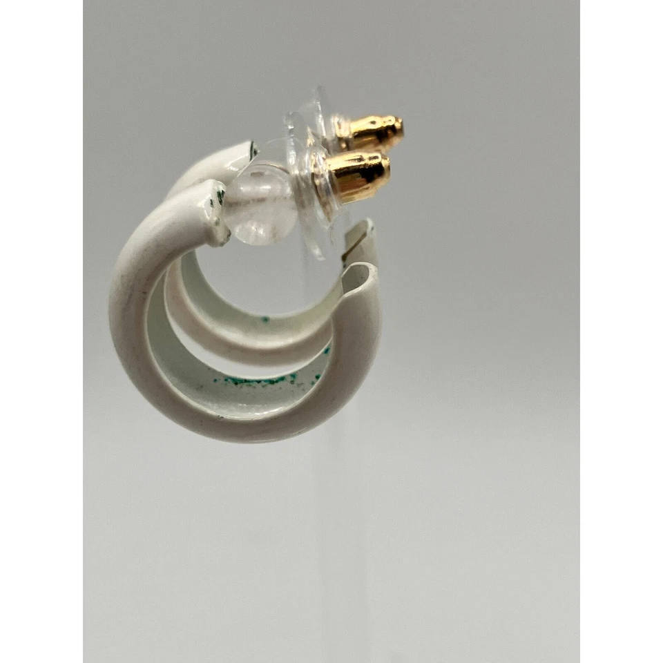 ¡Pendientes de aro vintage de esmalte blanco! Foto 2 de 4