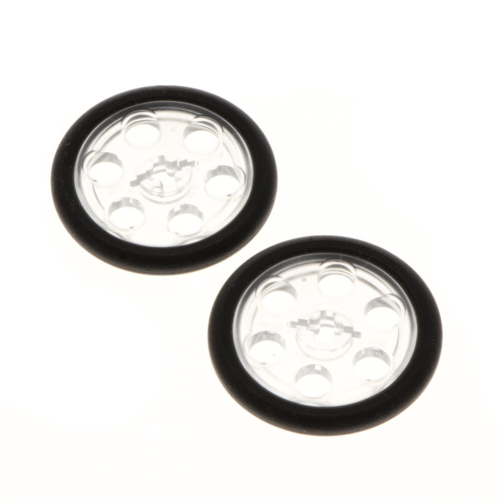 2x Lego Technic Pulley 3x3 Transparent White Wheel Rubber Tyre 2815 4185c01