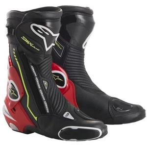 Alpinestars SMX Plus Motorcycle Boots Black Red Flo White Yellow