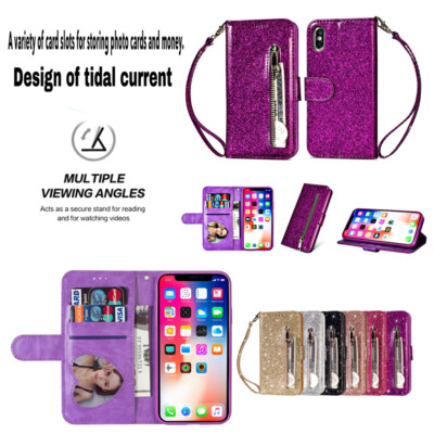 Zipper Bling Wallet Case Leather Flip Cover For Xiaomi 13 Ultra Redmi Note 13 5G