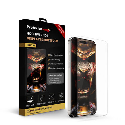 6x Echtes Tempered 9H Panzerhartglas 3D KLAR für iPhone 15 Pro Max Schutzglas