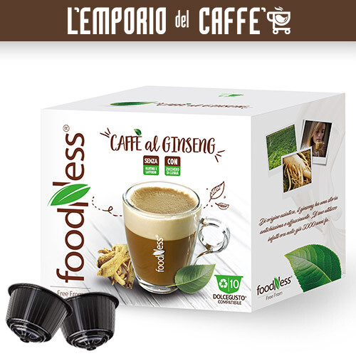 40 Capsule FOODNESS Caffe GINSENG CON ZUCCHERO DI CANNA Compatibili Dolce Gusto