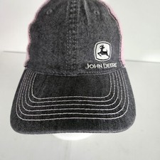 John Deere Grey and Pink Mesh Back Adjustable Snapback Baseball Hat Cap