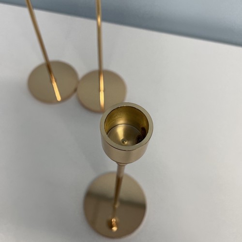Set of 3 Rose Gold Candlestick Stand Wedding/Dining Decorative Candle Holder Go - Picture 4 of 12