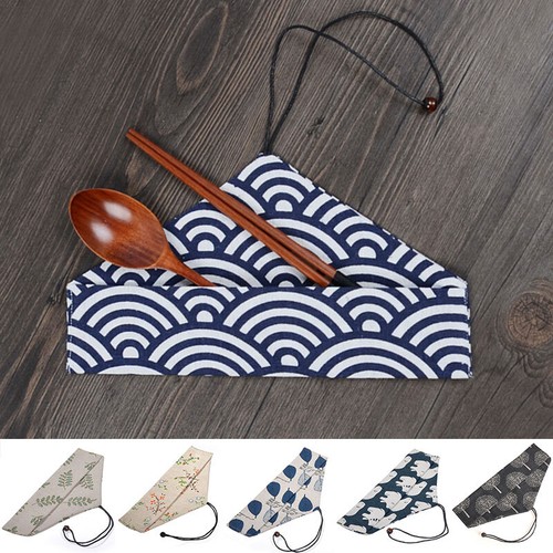 Reusable Drawstring Cutlery Pouch Travel Camping Picnic Tableware Spoon Fork Bag - Picture 4 of 52