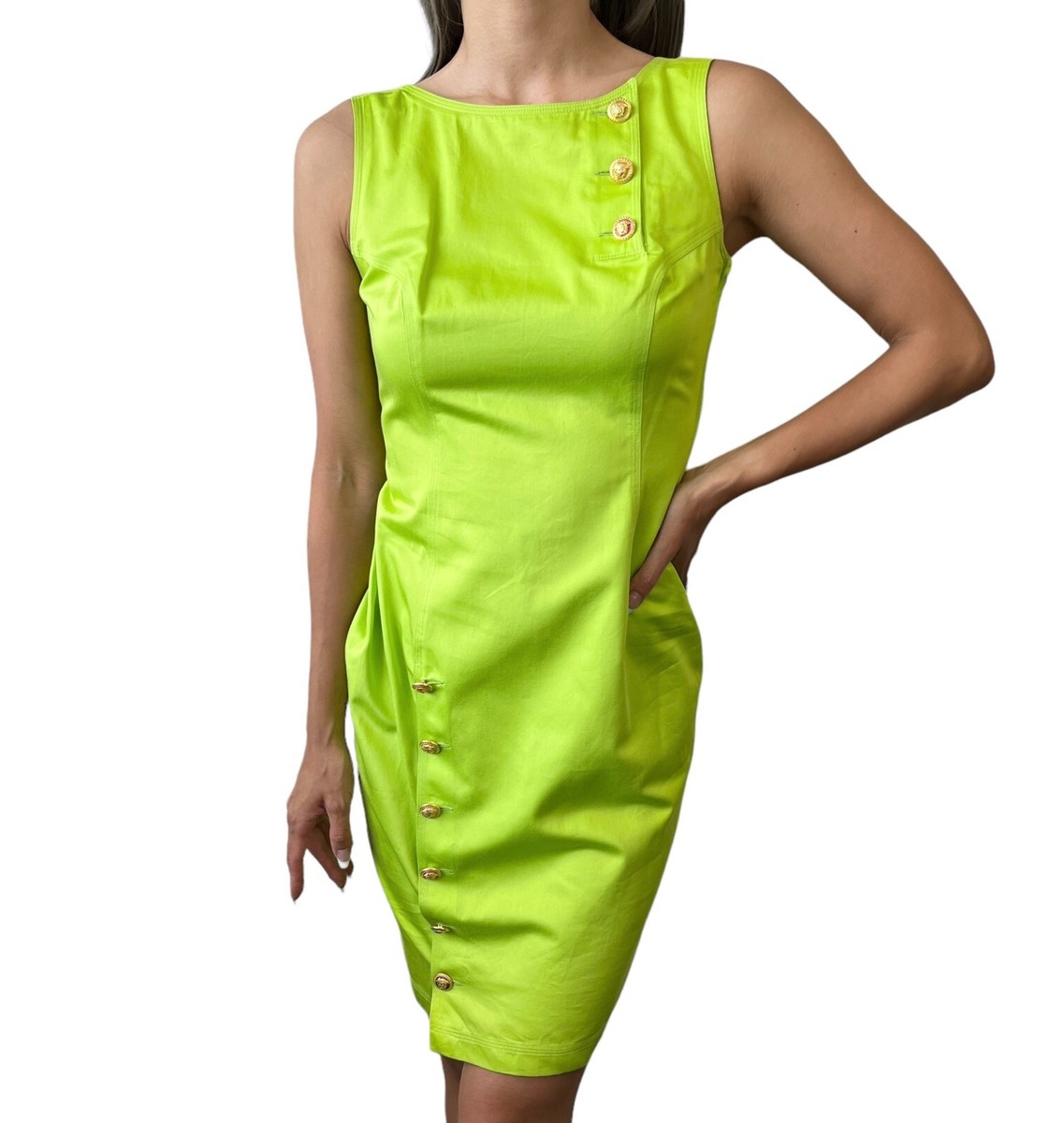 VERSACE JEANS COUTURE Vintage Dress #40 Multicolor Medusa Button