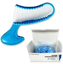 Dental Impression Bite Registration Triple Trays, Posterior, (Blue) (100 Total)