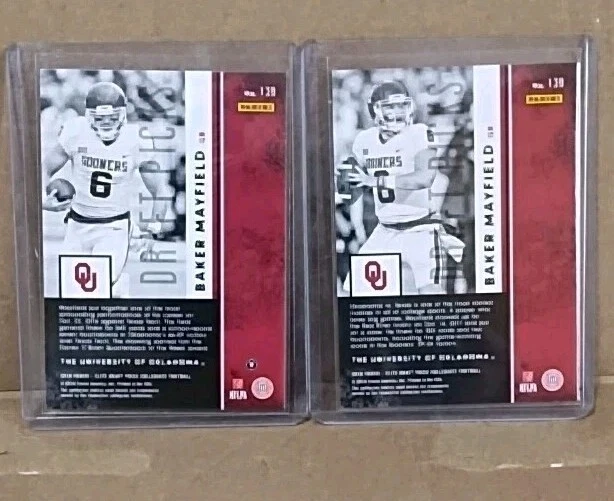 2018 Panini Elite Draft Picks Baker Mayfield Both Variations #139 Rookie RC Lot - Image 2 of 2