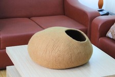 Round Cat House  Shelter For Your Pet Made From Natural Wool Wool Pet House
