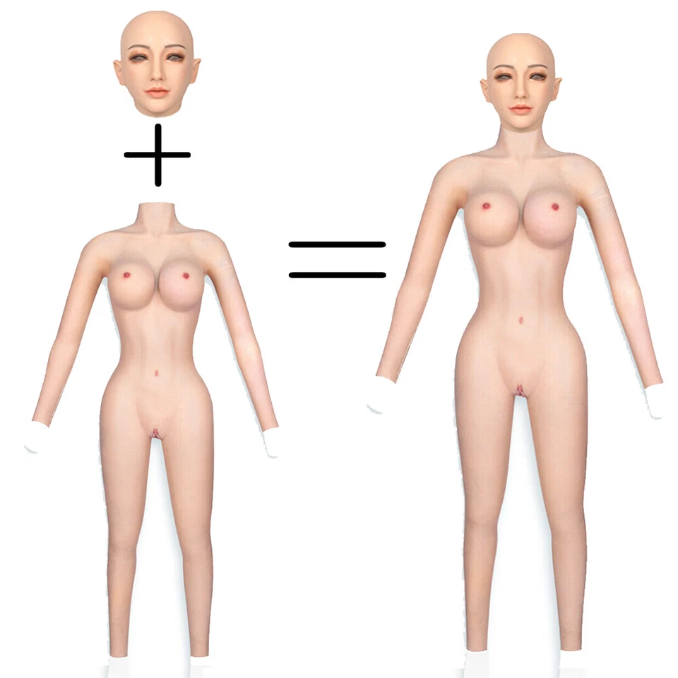 Body de silicona completo formas de pecho máscara para la cabeza disfraz facial completo travesti Foto 2 de 4