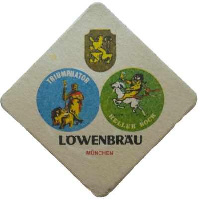 ALTER BIERDECKEL Löwenbräu München Seit 1383 TRIUMPHATOR  HELLER BOCK Bierfilze