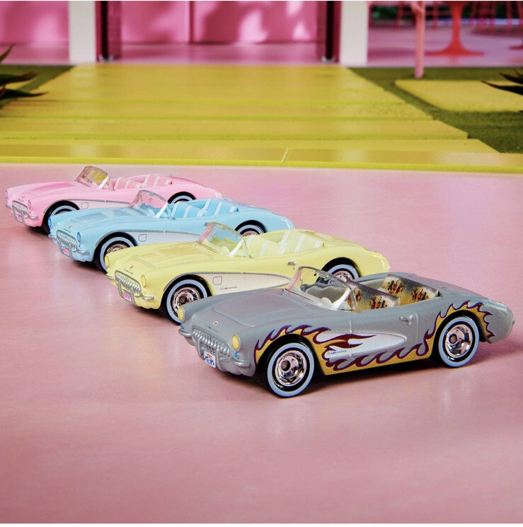 Hot Wheels Barbie The Movie - Coffret 4 Corvette - Échelle 1:64 - Neuf