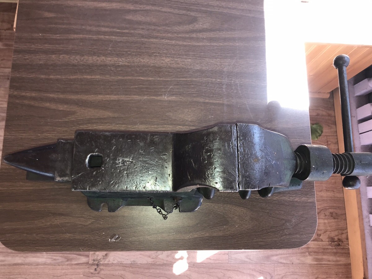 Antique 1914 Combination Vise Anvil Drill Nice Original Paint C.E.