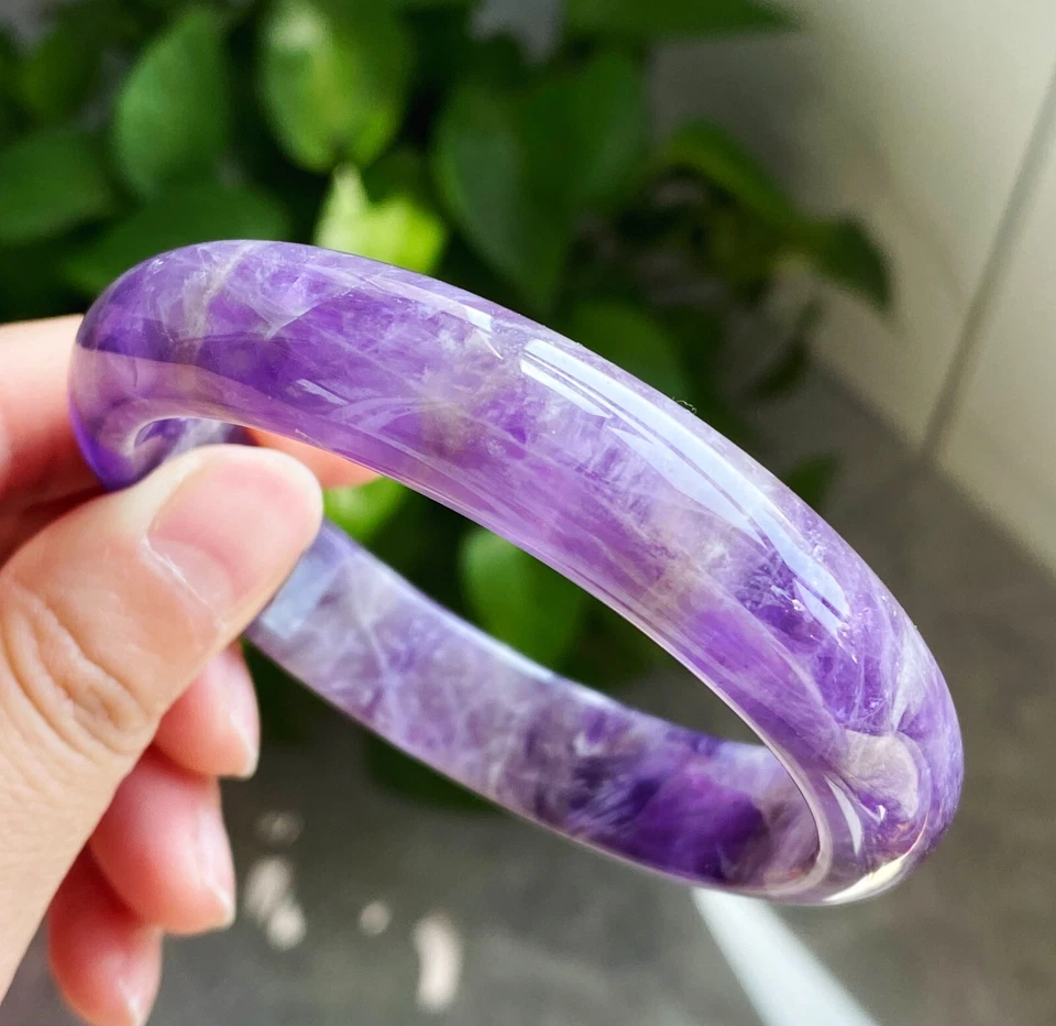 Brazalete de piedras preciosas de cristal amatista púrpura raro natural 62,6 mm AAAA Foto 2 de 4