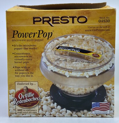 Presto Power Pop Microwave Multi-Popper Popcorn Maker 04830 New Open Box