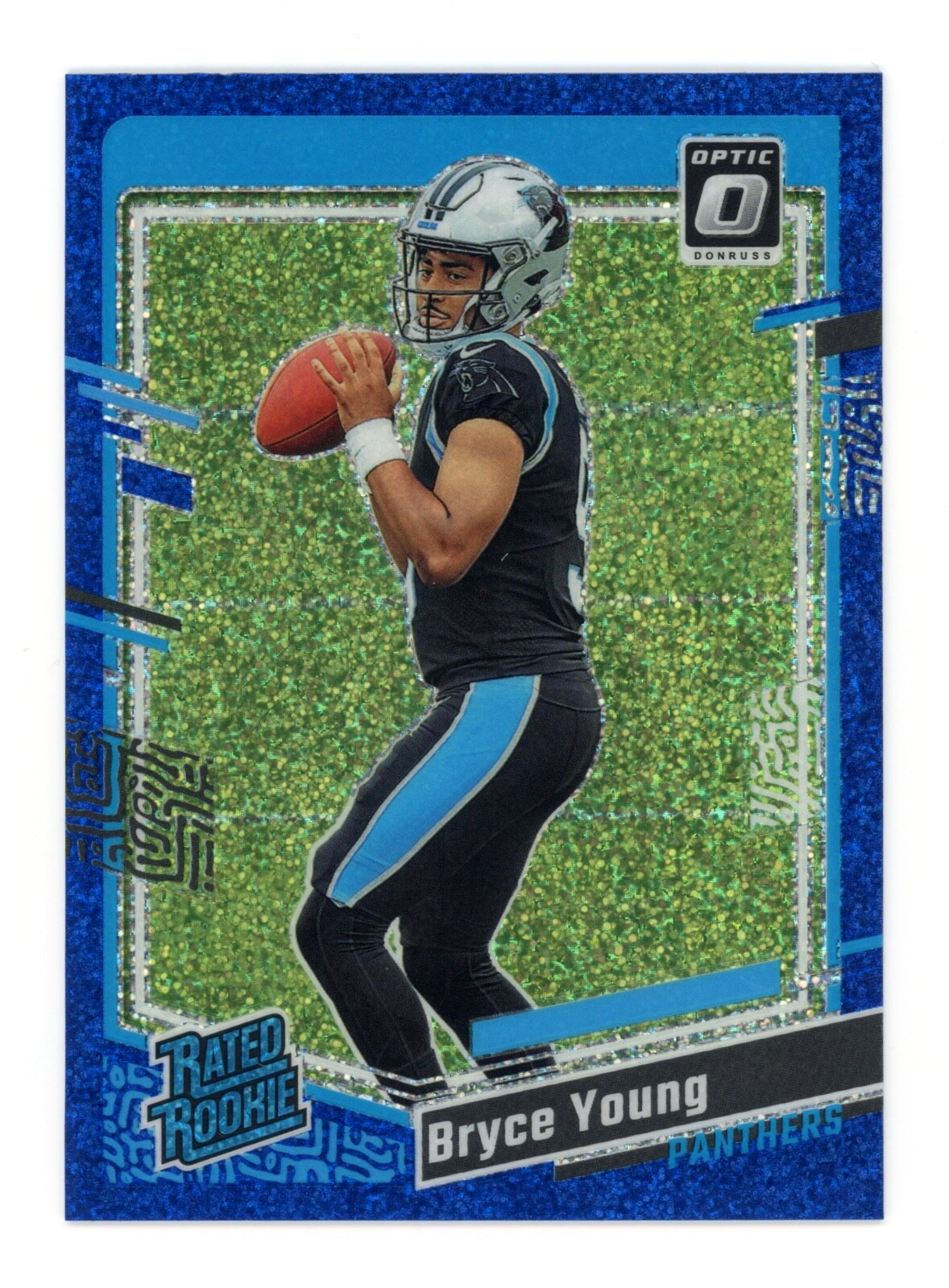 Bryce Young 2023 Panini Donruss Optic Rated Rookie Blue Glitter RC SSP #213
