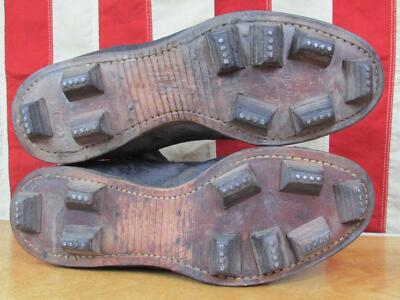 Anciens Crampons Cuir Vintage – Début 1900 – Foot Ou Rugby – Taille Haute