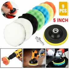 9Pcs 5 Inch Polishing Pads Sponge Waxing Foam Buffing Kit Car Polisher for Drill