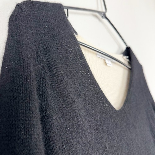 Diane Von Furstenberg Women's V-Neck Cashmere Sweater Size S Black & Beige - Picture 2 of 10