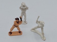 Ajax Plastic Corp/Lido Vintage Plastic Baseball Figures Tan Black, White