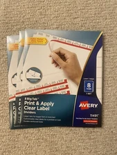 Lot Of 3 Avery Index Maker Print Apply Clear Label Divider 8-Tab Letter 11491