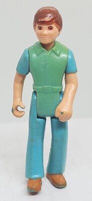 Vintage 1974 Fisher Price 3'' Figure Toy Person Man Blue Jumpsuit FREE SHIPPING 