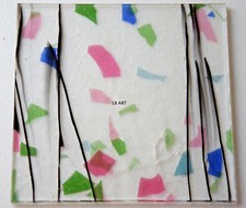 4" x 4" SPRING FRACTURES WITH BLACK STREAMERS ON CLEAR 3mm BULLSEYE GLASS 90 COE