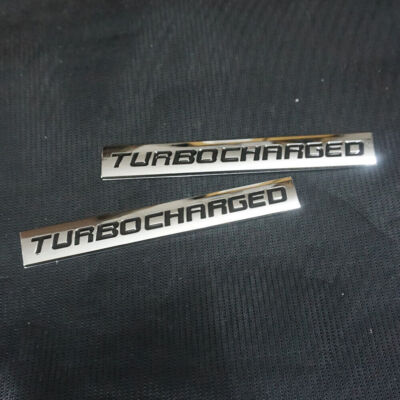 2x Black Chrome TURBOCHARGED Metal Badge Decal Emblem Sticker Sportback 3D Coupe
