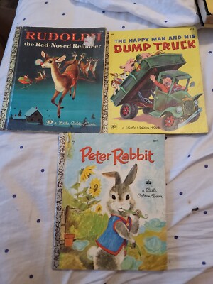 Dumper The Rabbit Golden Book Lot Of 3 Dump Truck, Rudolph, And Peter Rabbit Hardback ...