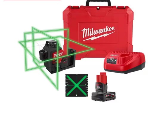 Milwaukee 3632-21 M12 Green 360-Degree 3-Plane Laser Kit