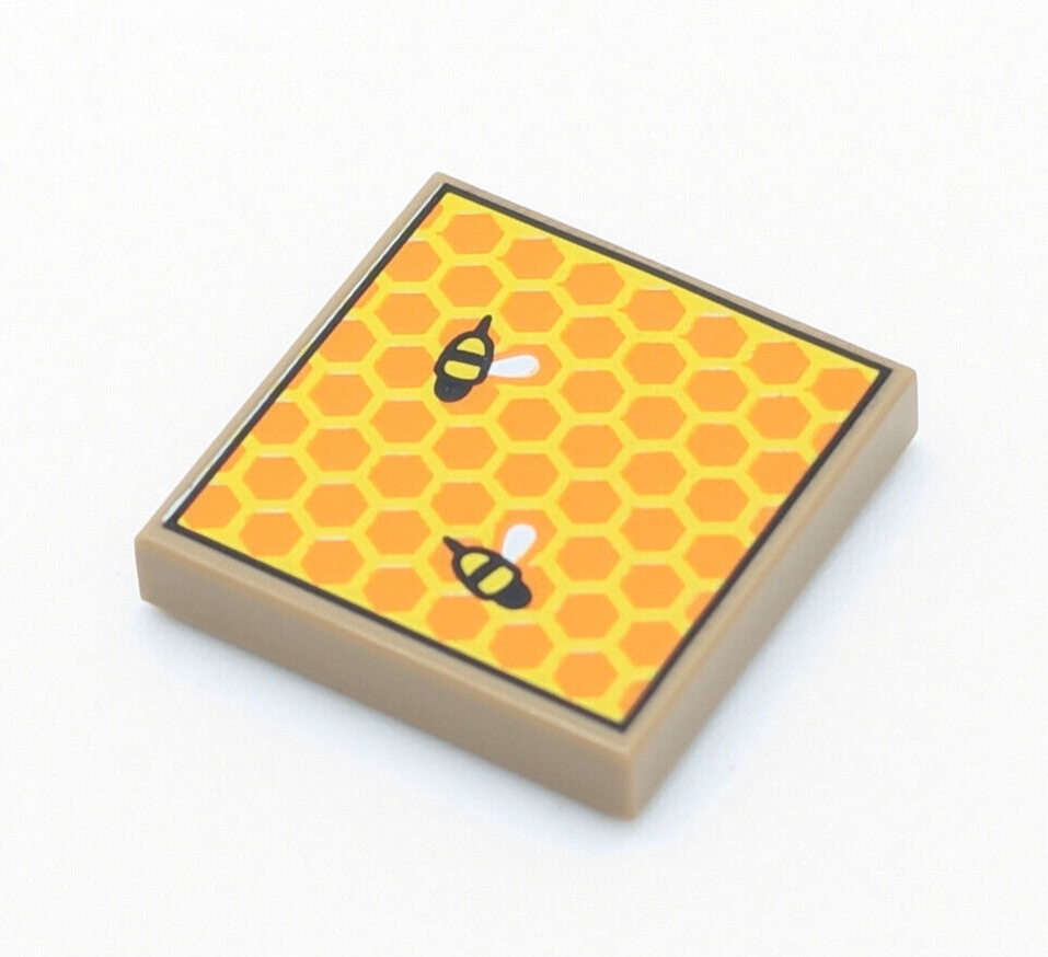 LEGO 2x2 Dark Tan Tile: Printed Beehive Frame Honeycomb 71029 CMF