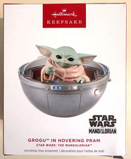 NIB Hallmark Keepsake Star Wars  The Mandalorian Grogu in Hovering Pram Ornament