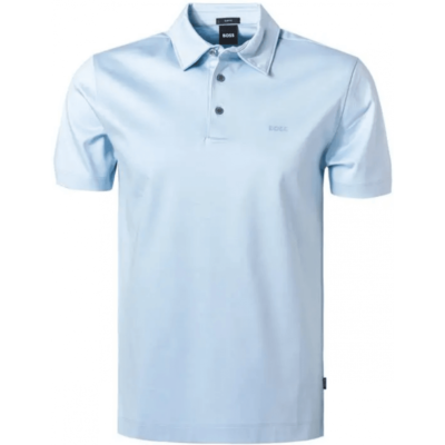 Hugo Boss Palosh Cotton Rubberised Logo Blue Polo Shirt - Main Image