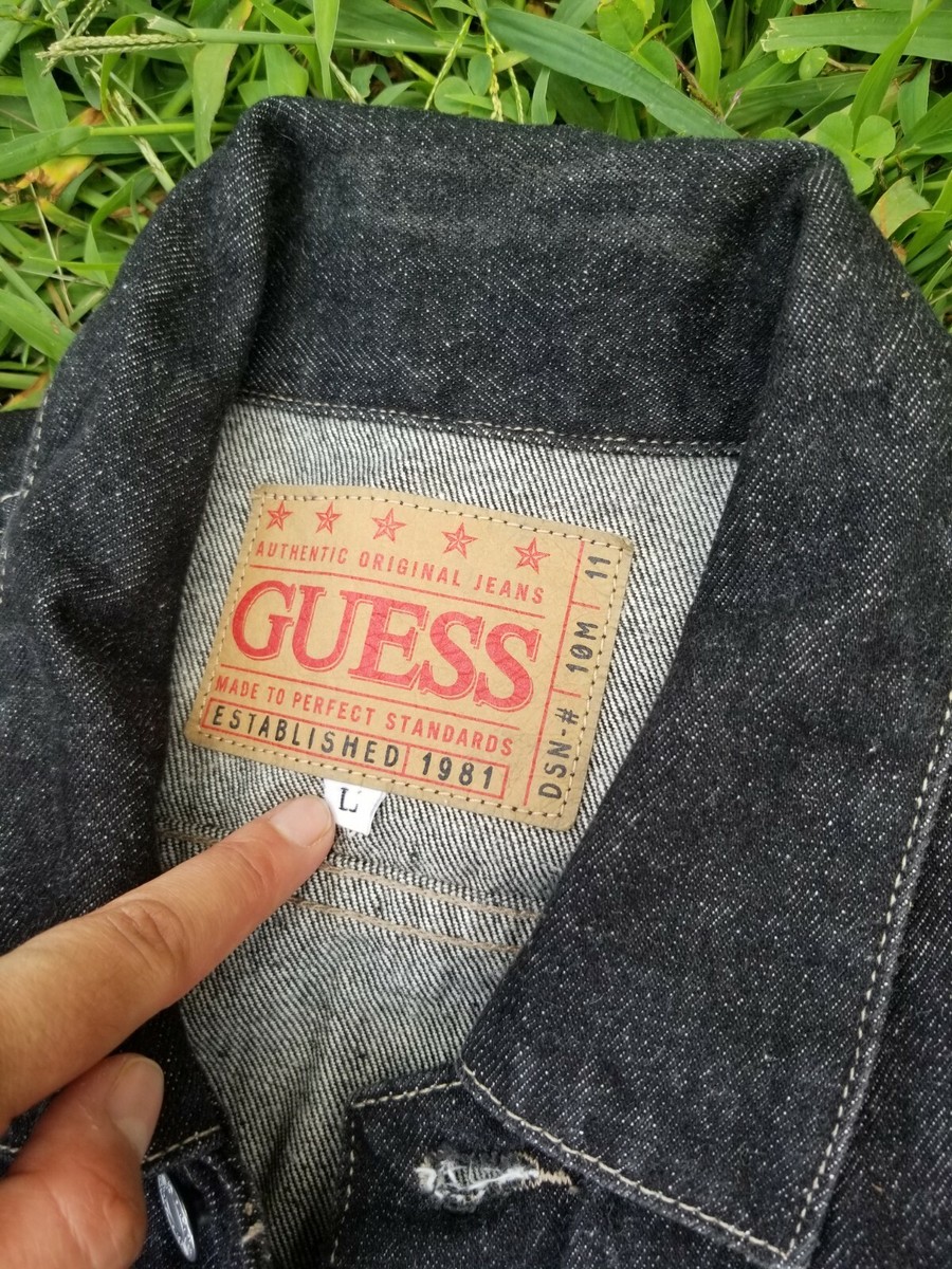 90s guess black denim jacket USA製 Vintage Guess Denim Jacket In Black Late 90's Y2K Hip Hop