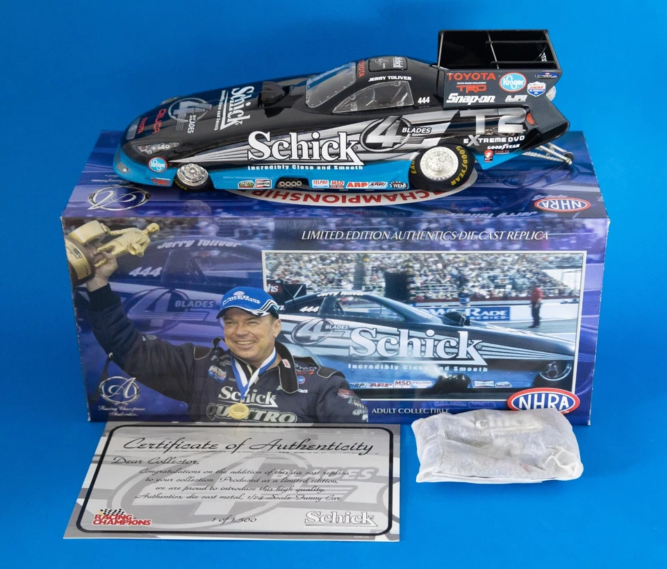 2004 AUTHENTICS 1/24 JERRY TOLIVER SCHICK TOYOTA CELICA NHRA FUNNY CAR 1 OF 1500 - Image 2 of 4