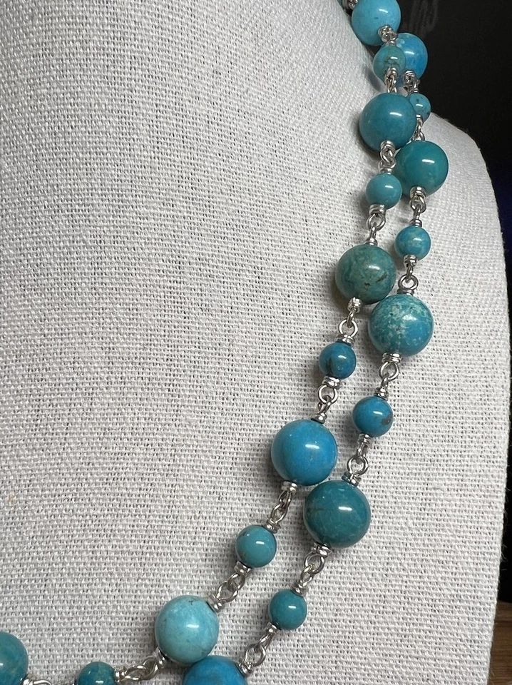 "Collar de eslabones de howlita de plata de ley 925 36""" Foto 3 de 4