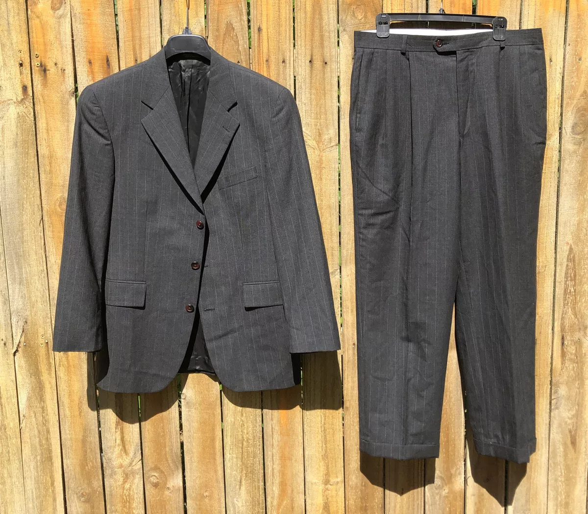 Chaps Ralph Lauren Suit Separates Jacket Men’s 40R Black Pinstripe
