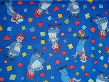 VINTAGE RAGGEDY ANN/ANDY ON ROYAL BLUE - 1978 - BOBBS MERRILL - BTFQ - 18"X22"