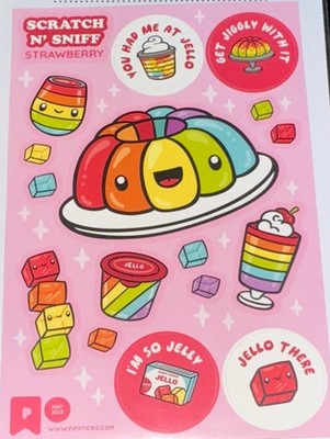 SCRATCH N  SNIFF DESSERTS STICKERS     5  X 3/4  X 3 3/4  STRAWBERRY  