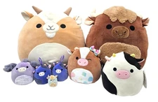 Squishmallows Farm Animal Lof Of 8: Griella, Connor, Cows, Goat & More