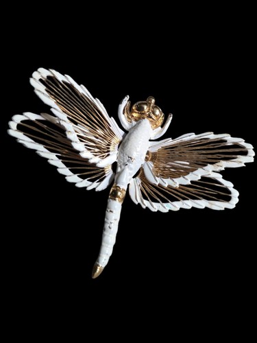 Vintage Monet 1966 Dragonfly Book Piece Brooch Signed