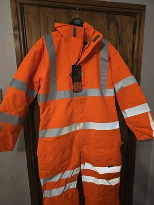 GORE TEX RAIL orange Hivis Double Padded Coveralls Size Xl