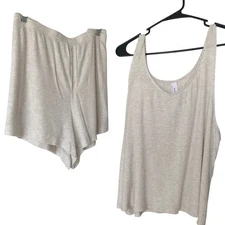 NEW AUDEN Sleepwear Set Beige Size 1X Pajamas Loungewear Tank and Shorts Set