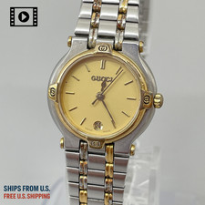 Exc 5 Vintage GUCCI 9000L 25mm Gold Dial Quartz Women's Watch -Ships from US