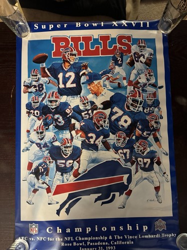 1993 Buffalo Bills Super Bowl XXVI Poster Original Vintage